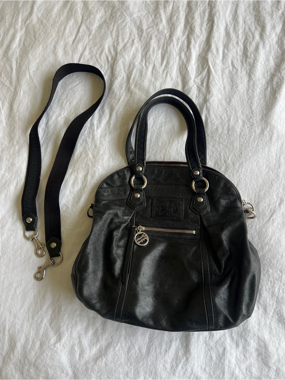 Coach Poppy Black Leather Satchel & Crossbody